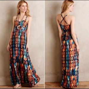 Anthropologie Maeve Multicolor Abstract Maxi Dress